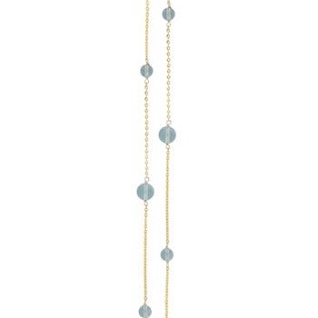 Siersbøl Shape Forgyldt kæde med blå fluorite, 45 cm 